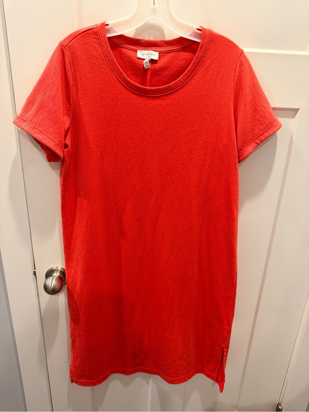 Jessica Simpson Coral Red Knit T Shirt Dress Medium Casual Tunic